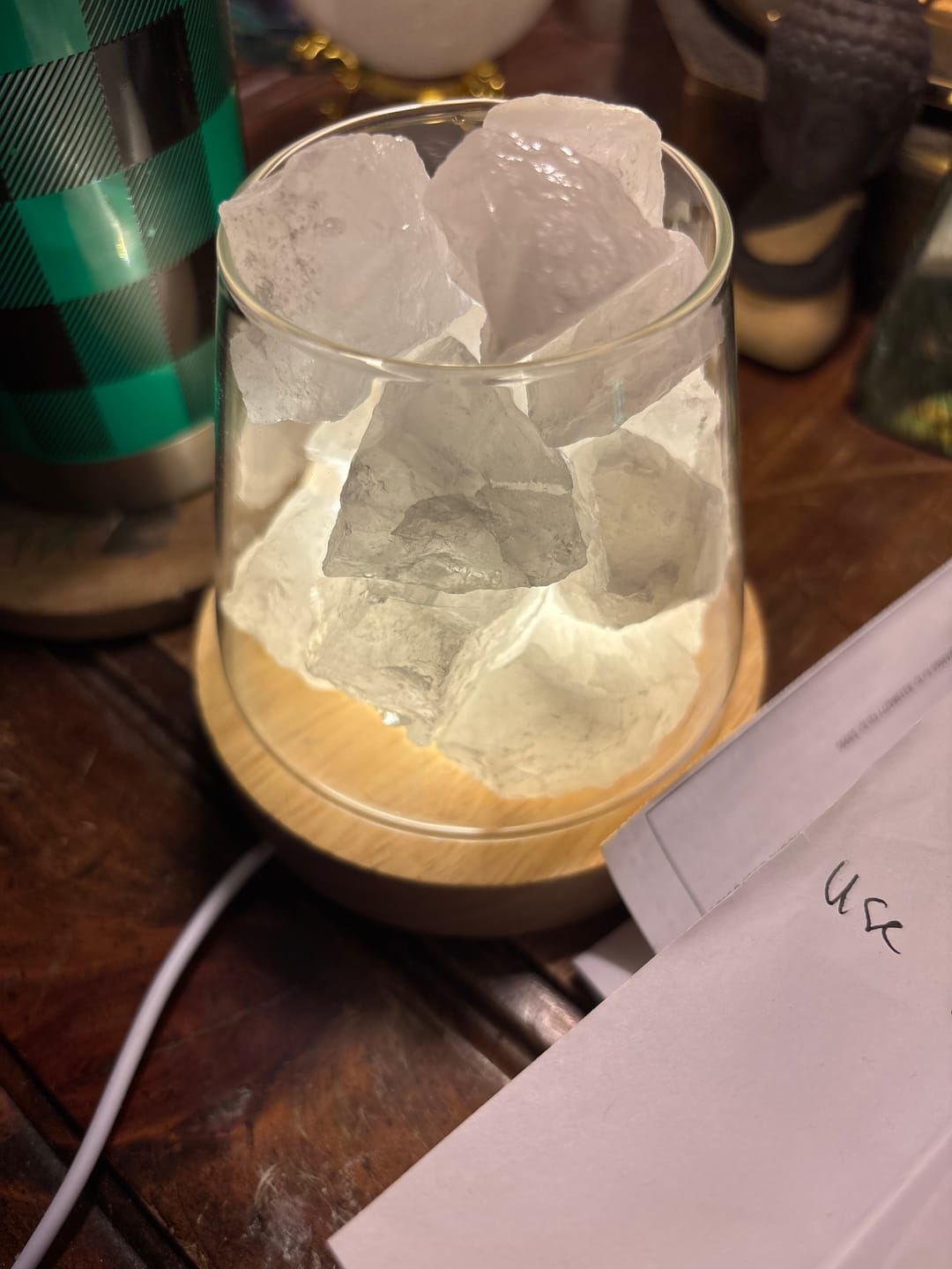 Customer photo review of Raw Gemstone Essential Oil Diffuser With Light