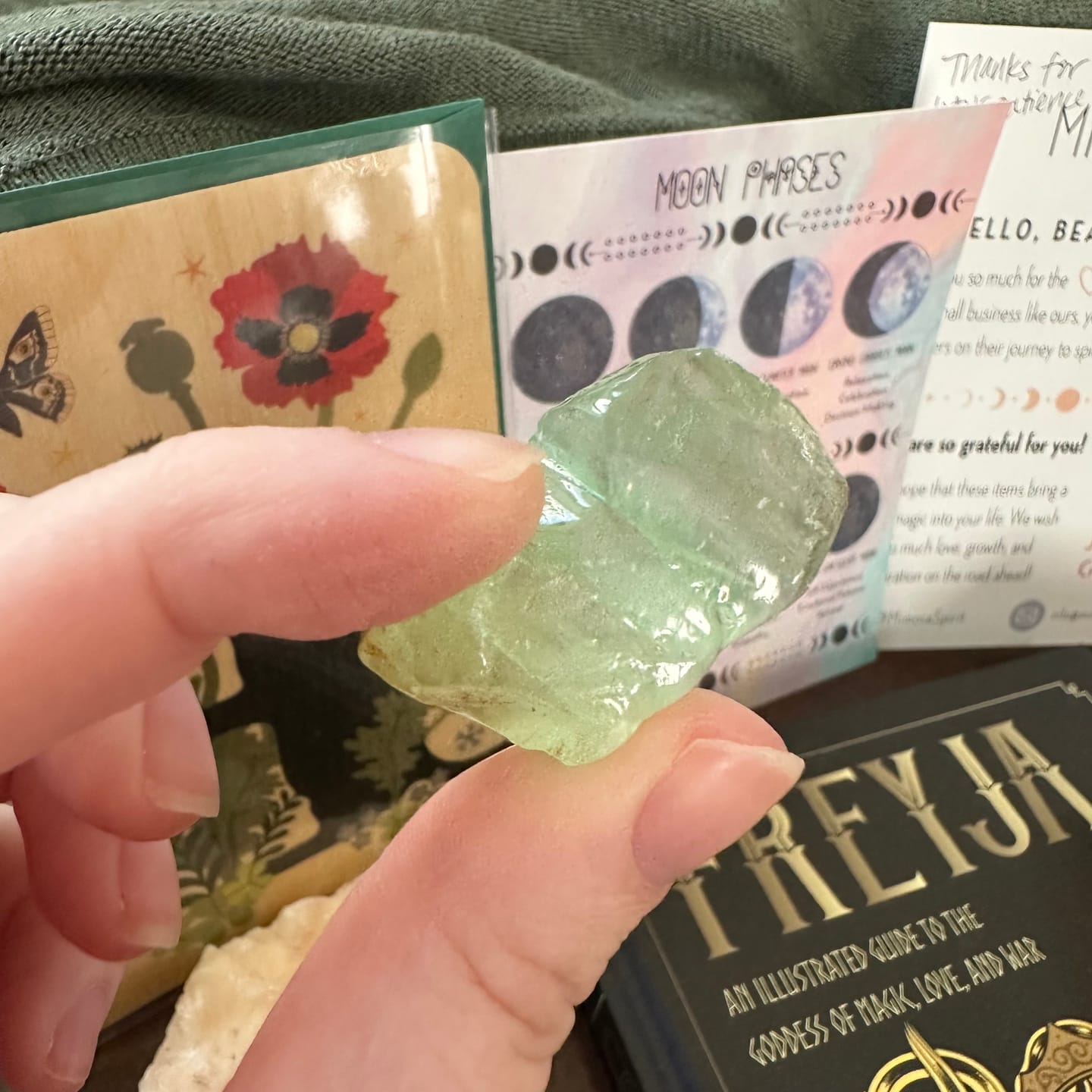 Customer photo review of Rough Aqua Calcite for Calming the Emotions
