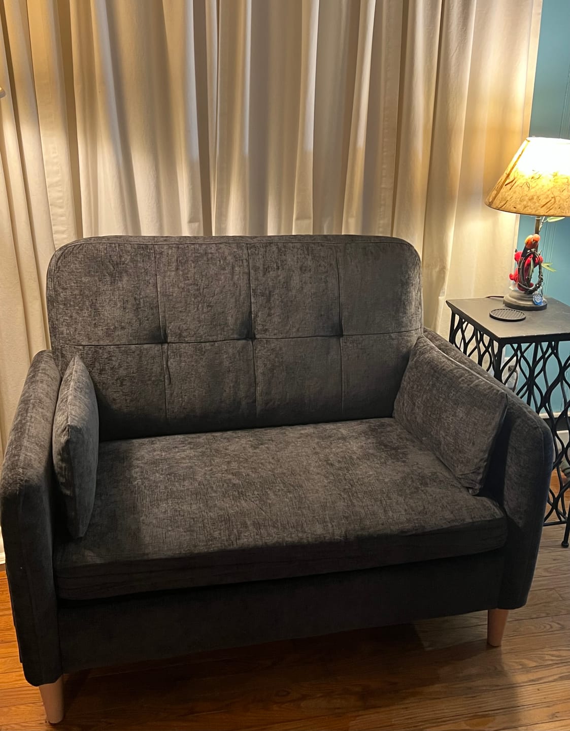 Customer photo review of 47” Small Loveseat Sofa (5 Colors)