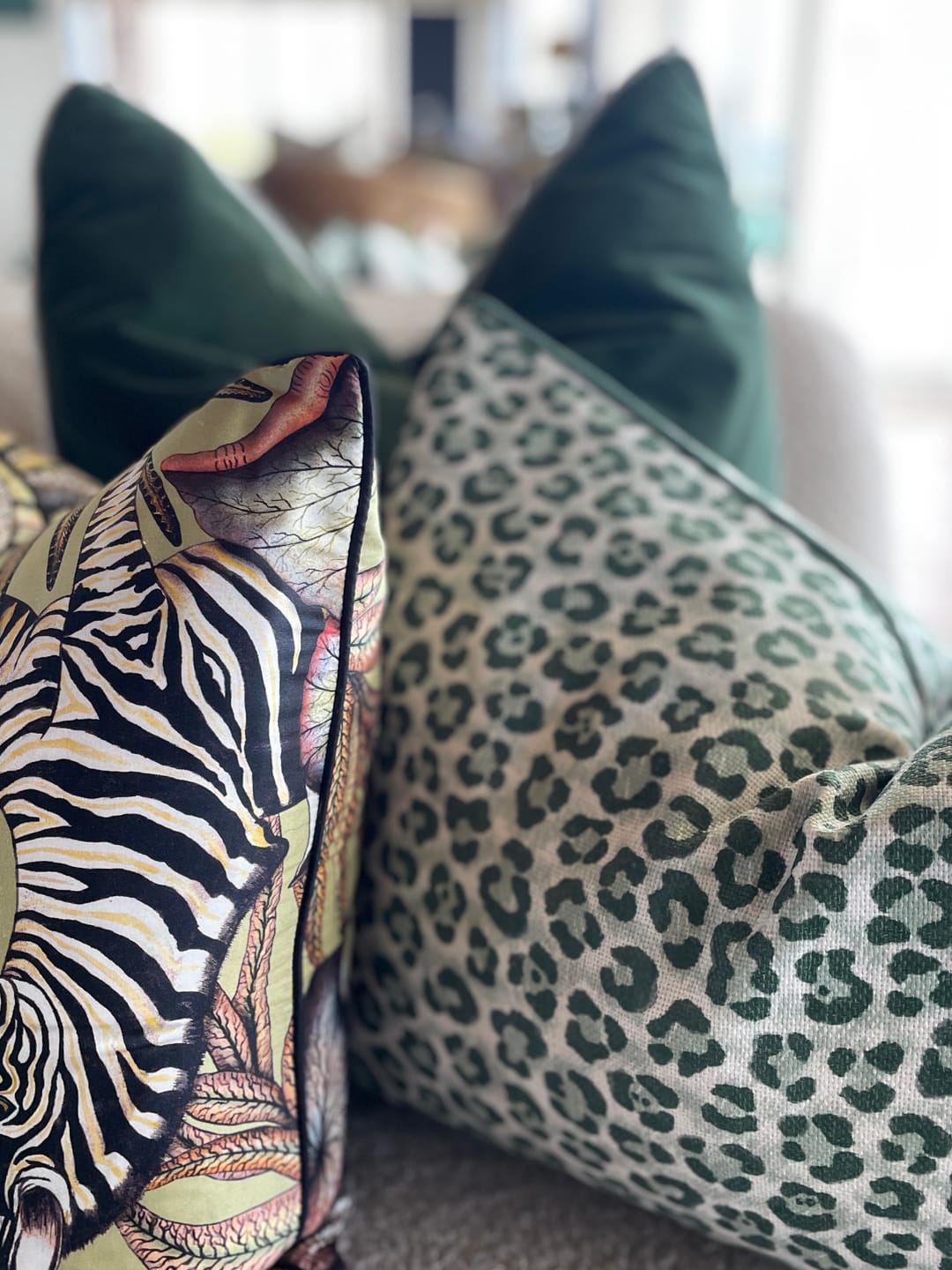 Customer photo review of Outdoor Green Leopard Cushion 40x60cm