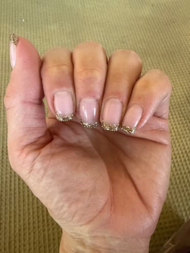 Customer photo review of D378 Prosecco Gold Glitter Dip Powder