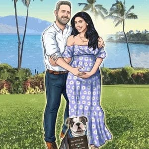 Customer photo review of Custom Family Portrait With Pets - Anniversary Cartoon Drawing - Portrait Drawn from Photos