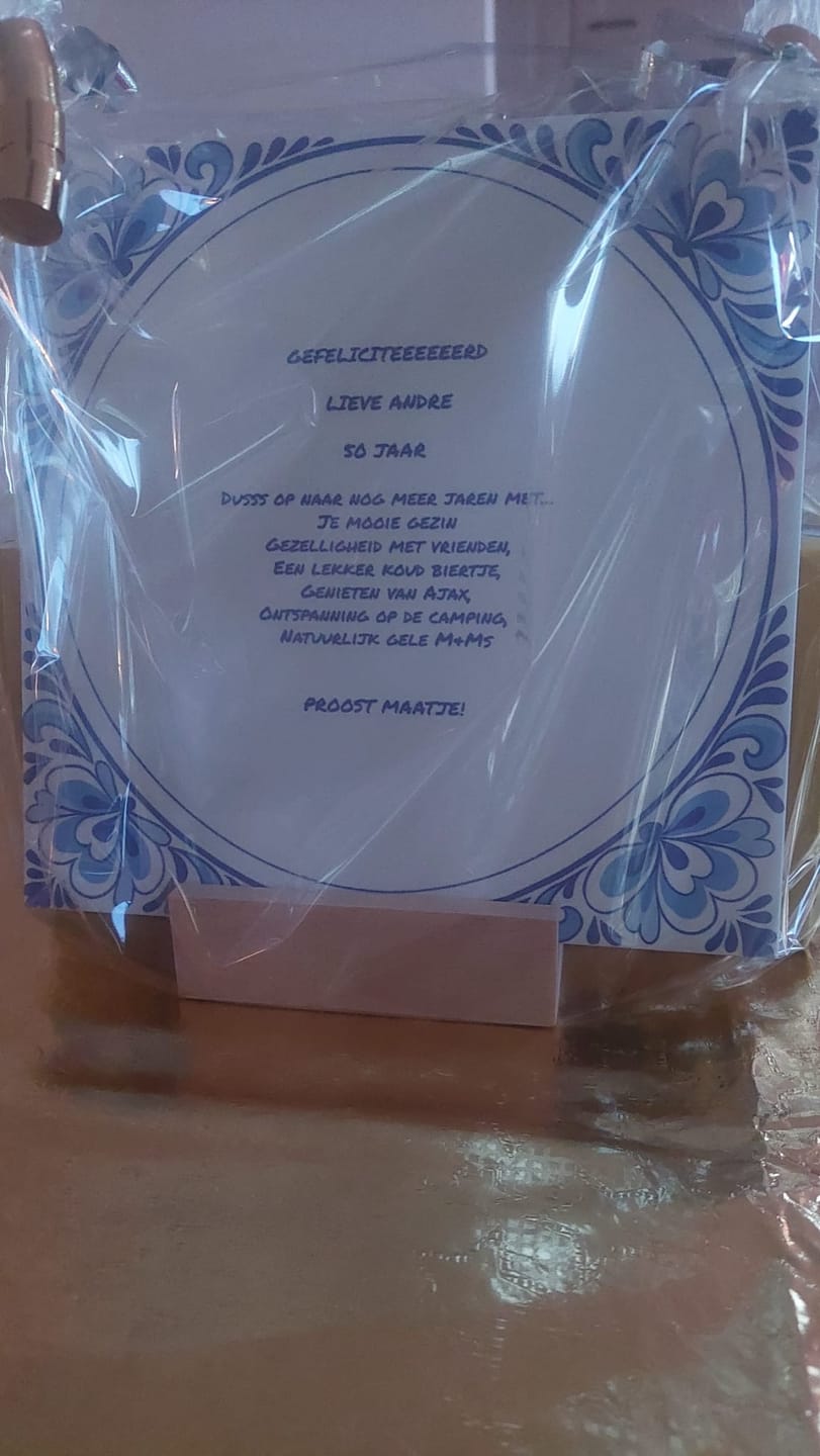 Customer photo review of Tegeltje bedrukken met eigen tekst