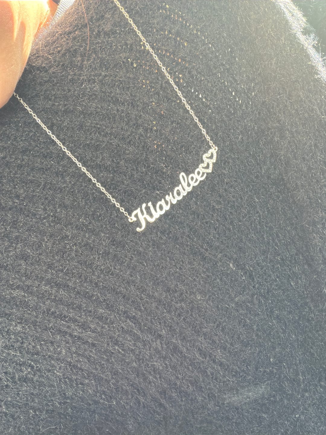 Customer photo review of Iced Hearts Name Necklace
