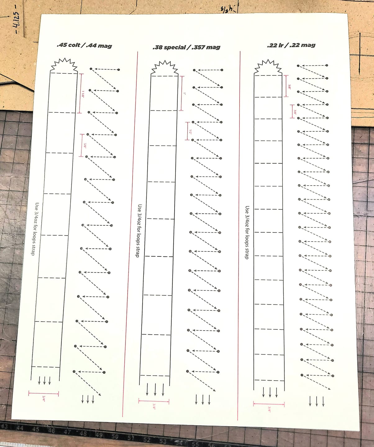 Customer photo review of Leather Cartridge Loops Stitching Guide - Free Printable Template