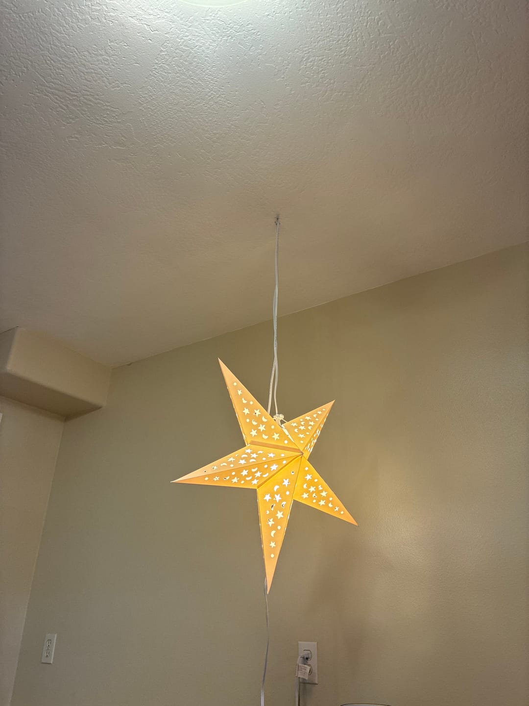 Customer photo review of 24" White Star Moon Cut-Out Paper Star Lantern, Hanging Wedding & Party Decoration