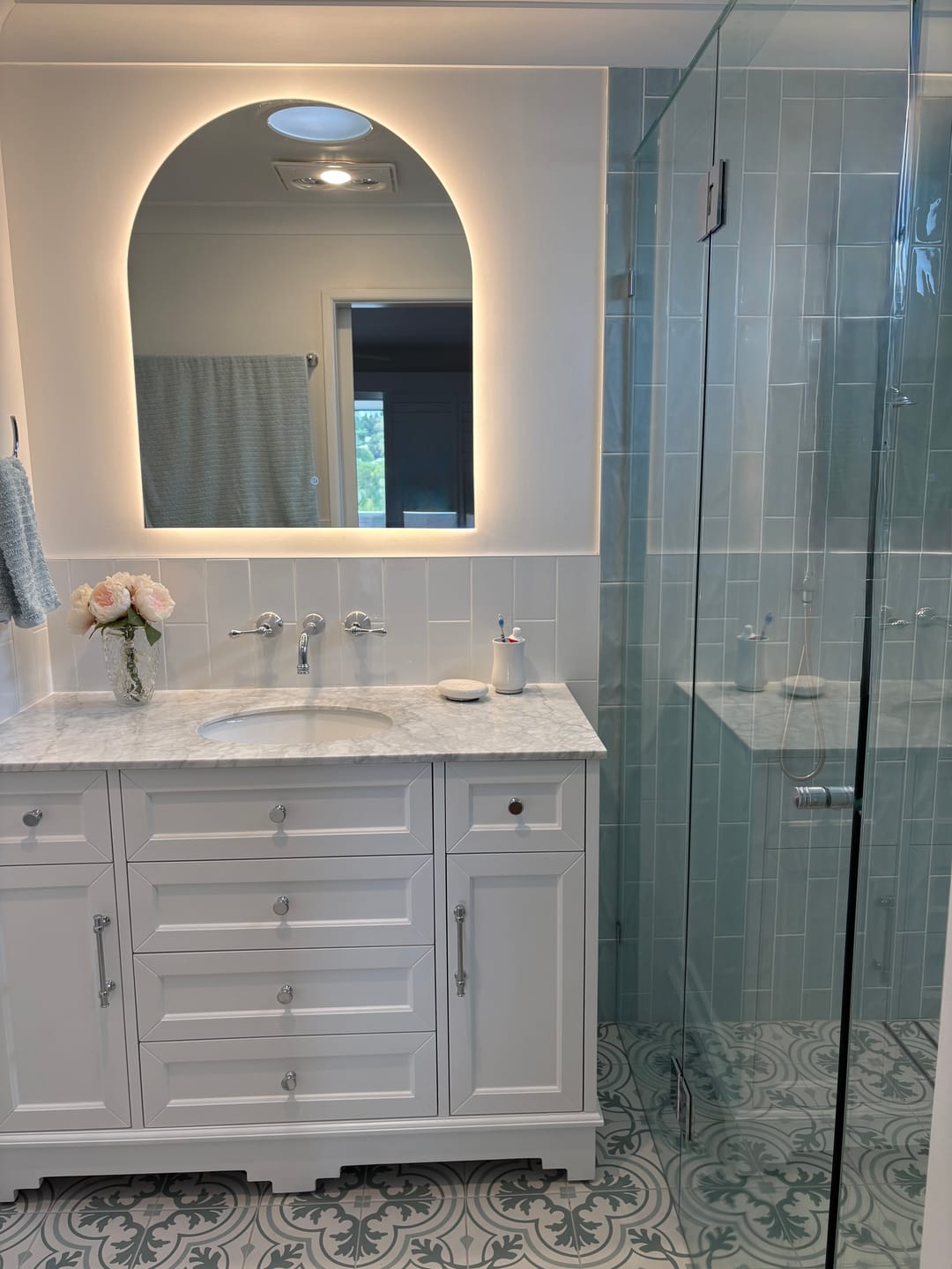 Customer photo review of Arch Back-Lit LED Bathroom Mirror | 900 x 750