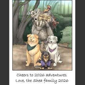 Customer photo review of Custom Family Portrait With Pets - Anniversary Cartoon Drawing - Portrait Drawn from Photos