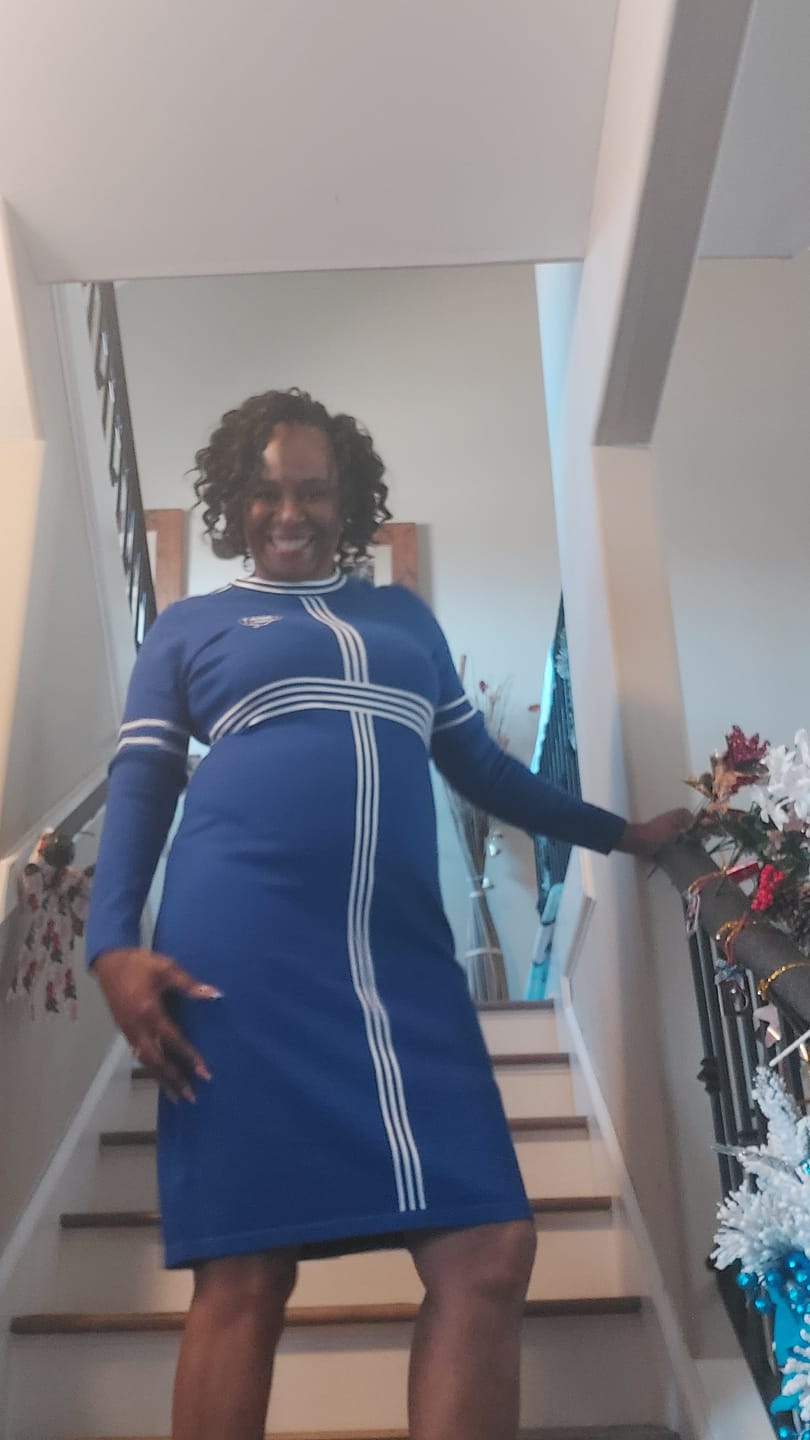 Customer photo review of The Striped Knit Dress- PRE ORDER
