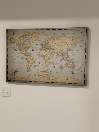 Customer photo review of Pinnable World Journey Map • Vintage Explorer