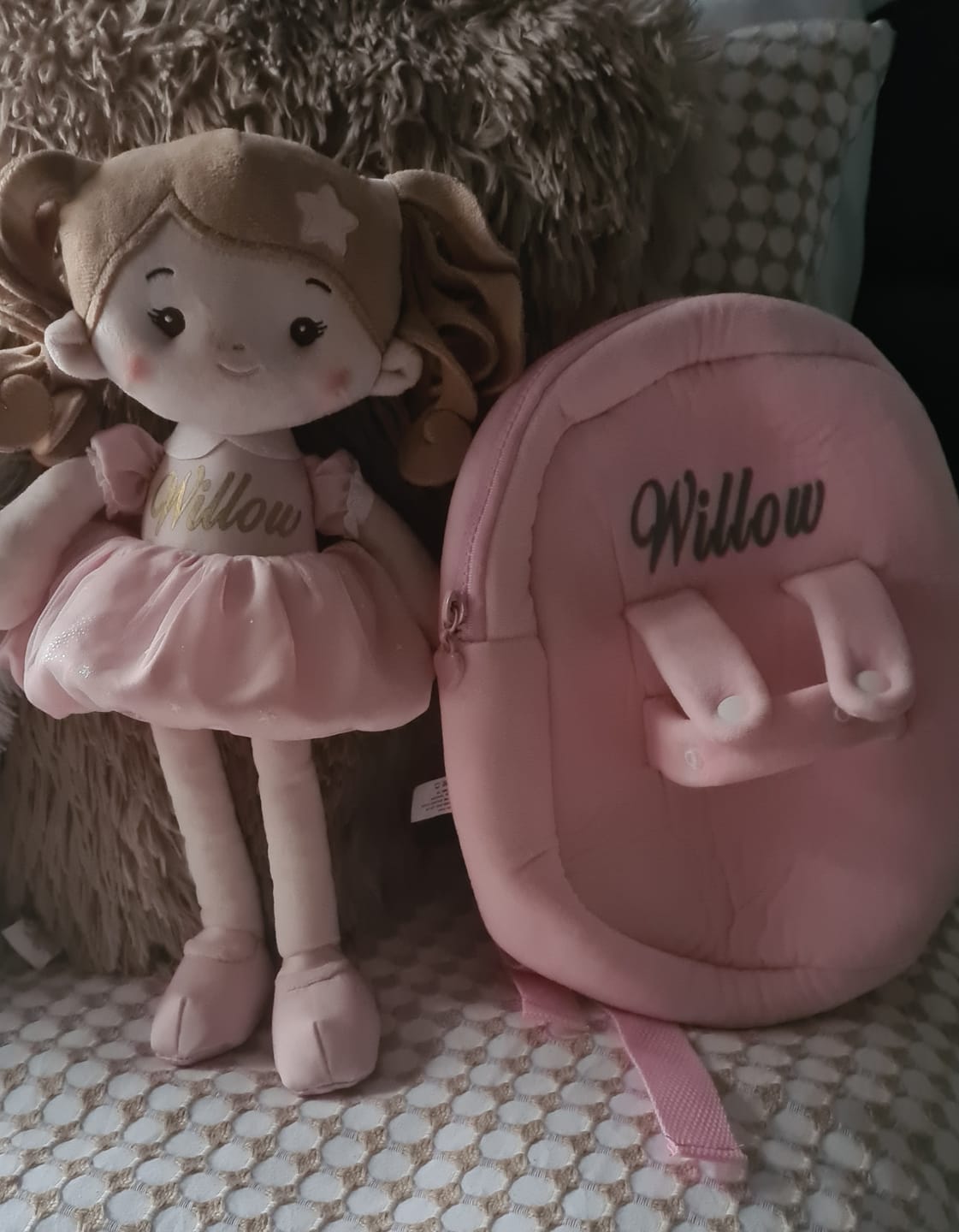 Customer photo review of Personalized Princess Starlet Doll Backpack - Pink