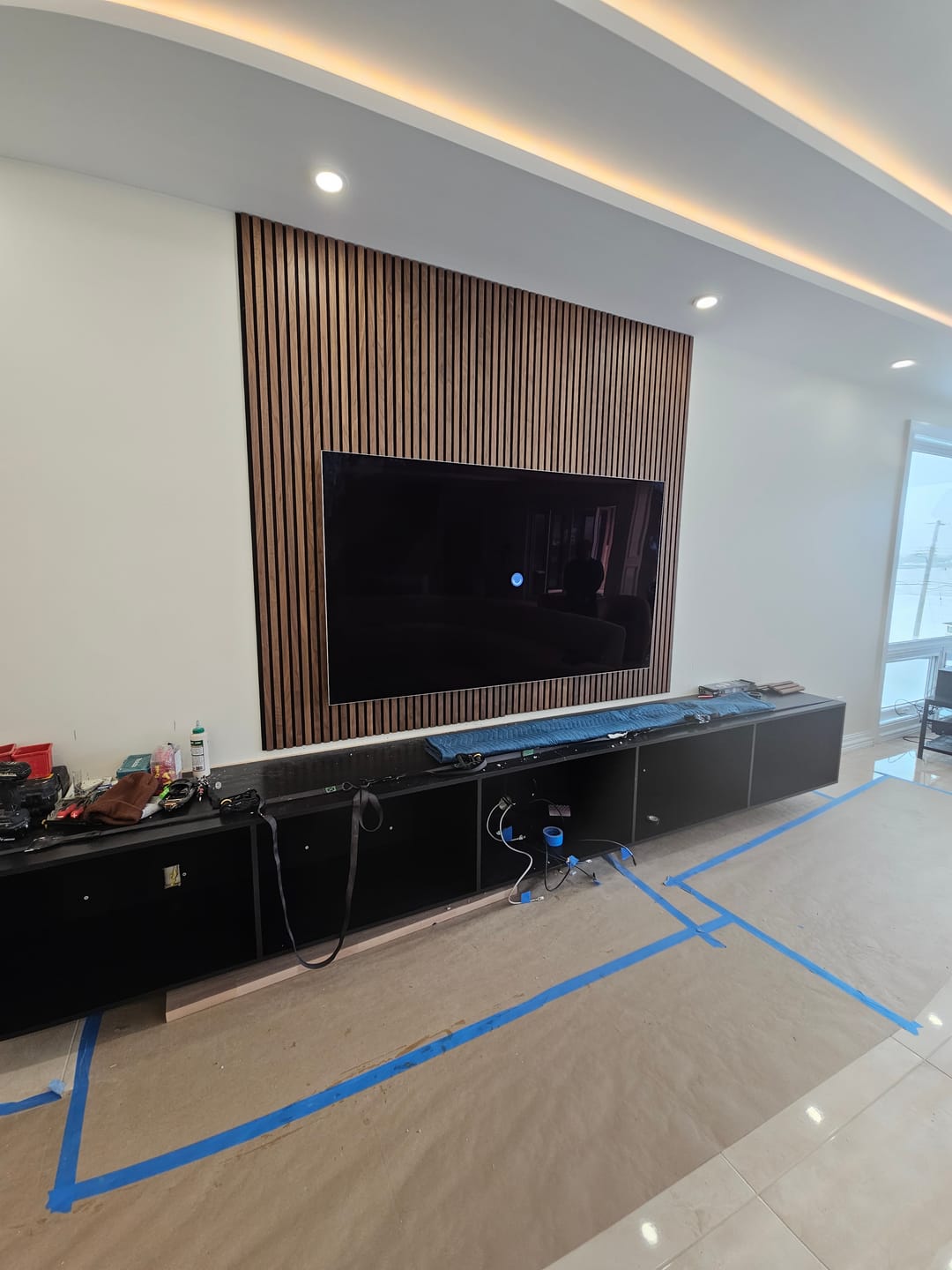 Customer photo review of Natural Walnut Acoustic Slat Panels 94.5" or 118" Length