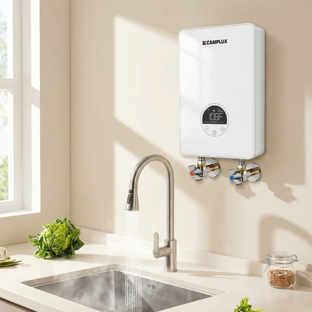 Customer photo review of Camplux Electric Point of Use Tankless Hot Water Heater, 4.5kW at 110~120V