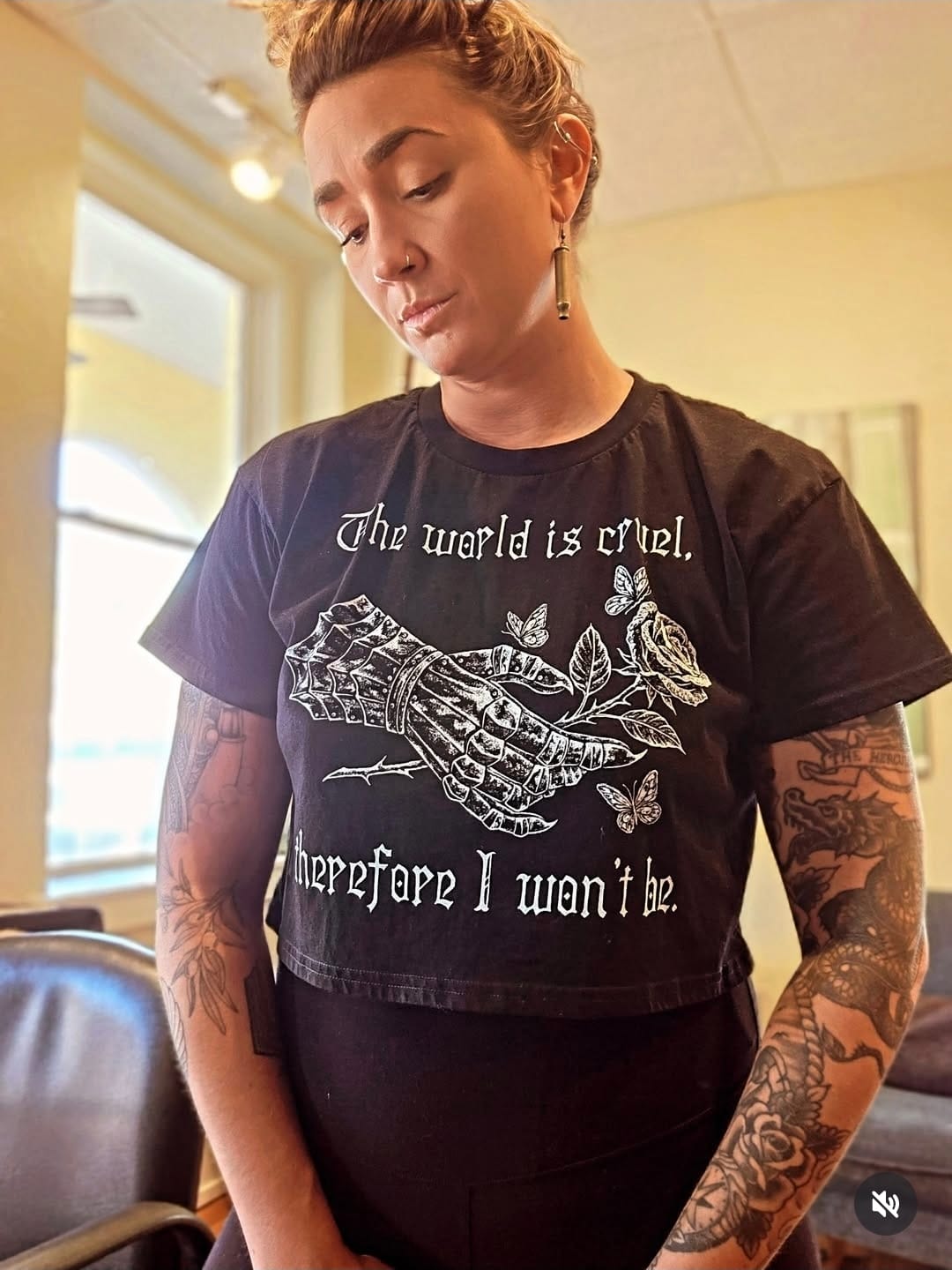Customer photo review of Cruel World Crop Tee