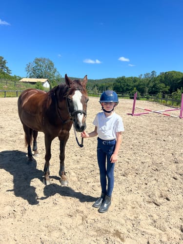 Customer photo review of Girls Evelyn Navy Horse Riding Tights