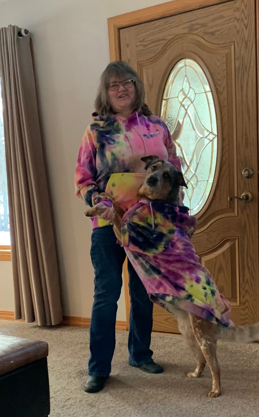 Customer photo review of Velvet Dog Hoodie - Berry Lemonade