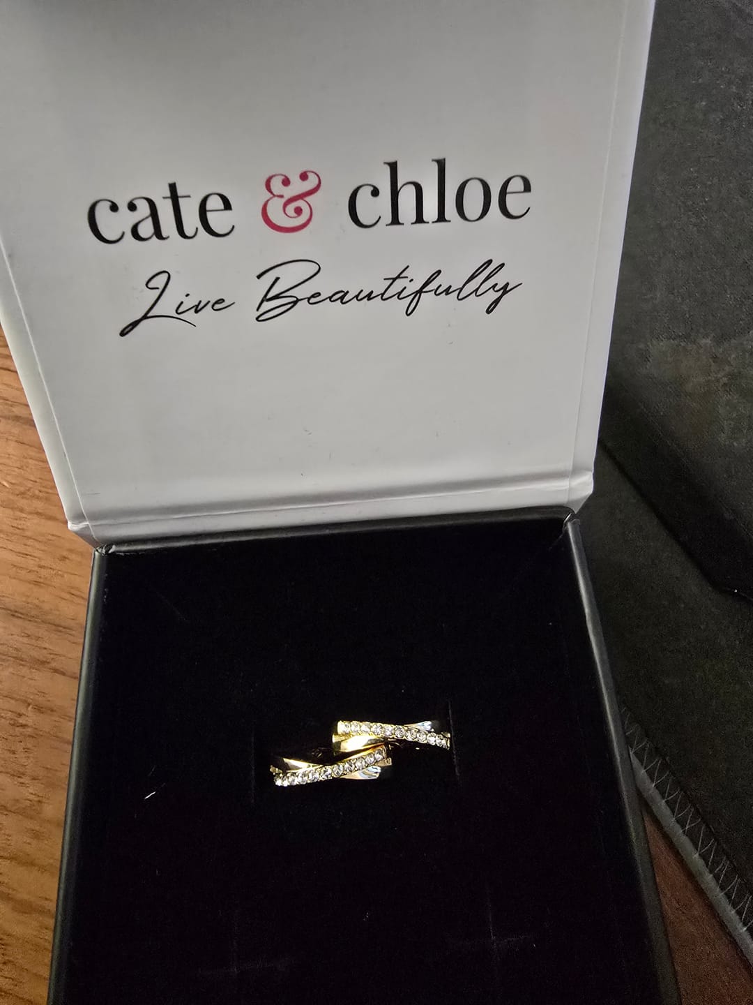 Customer photo review of Amaya 18k White Gold Plated 16mm Twisted Hoop Earrings with Swarovski Crystals