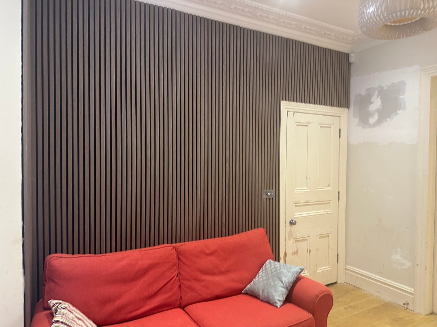 Customer photo review of Wooden Wall Panel | Walnut | Premium 3-sided Wood Veneer
