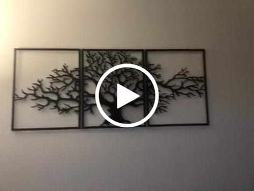 Customer video review of Décoration murale en métal moderne - Triptyque Arbre De Vie (P01)