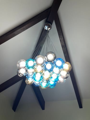 Customer photo review of Unique Multi-Color Globe Cluster Chandelier