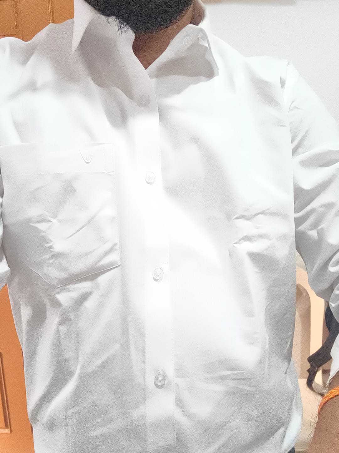 Customer photo review of Delight Cotton Solid Regular Fit White Trending Formal Shirt for Men