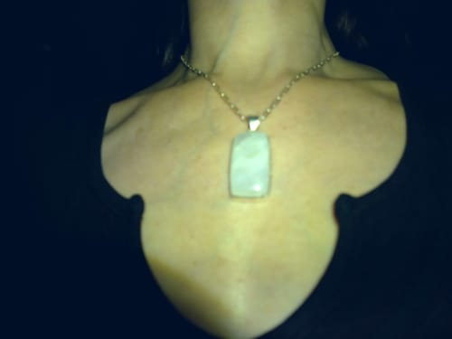Customer photo review of Premium Rainbow Moonstone Pendant 1 7/8" (.925 Sterling Silver)