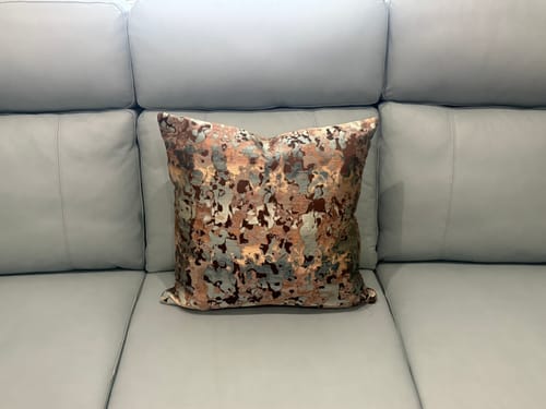 Customer photo review of Chocolate and Blue Lava Pillow Cover