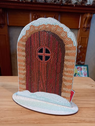 Reviewer's Yuletide Door Crystal Art decoration, showing the back of the double-sided design.