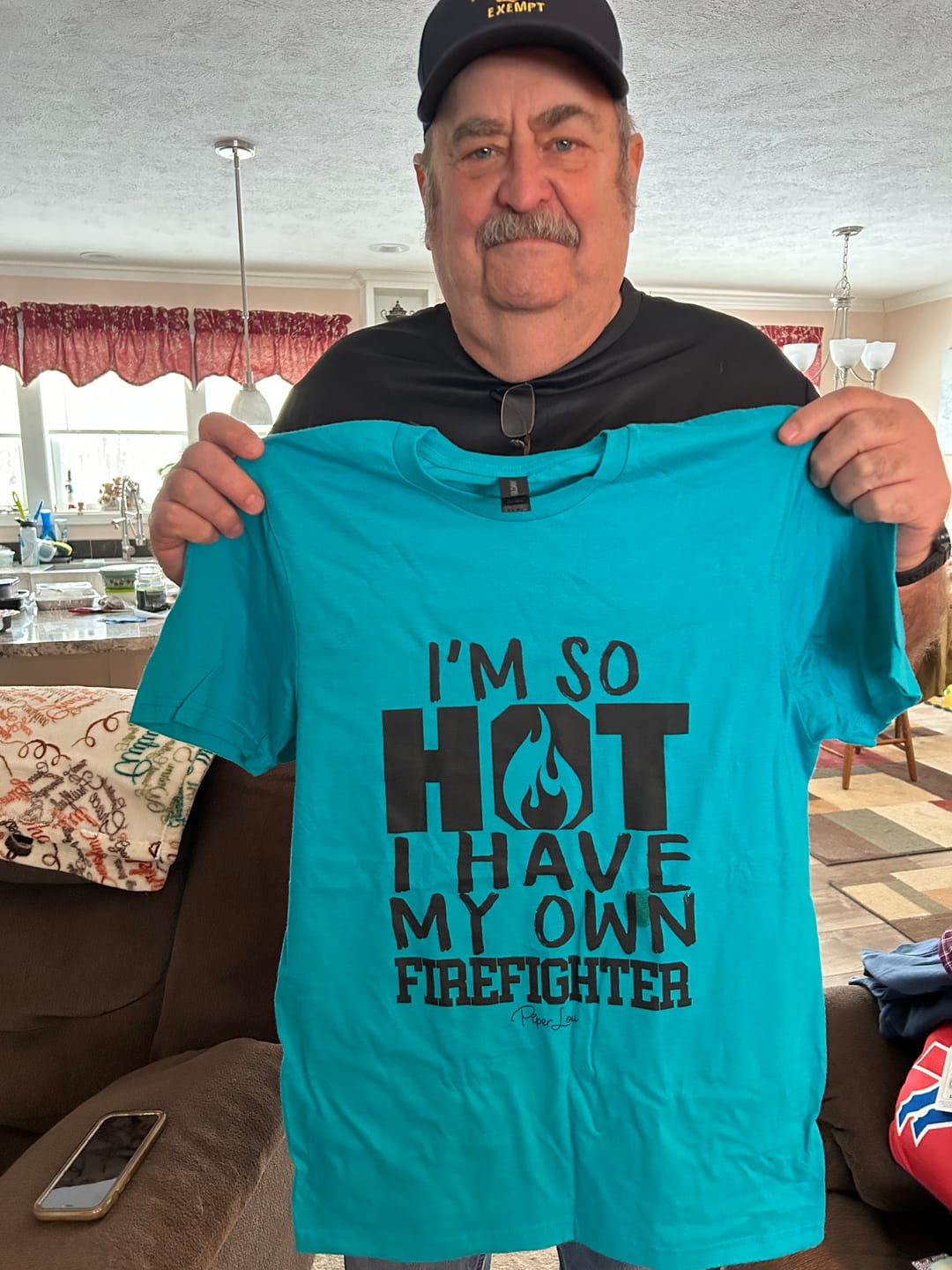 Customer photo review of I'm So Hot I Have My Own Firefighter Graphic Tee