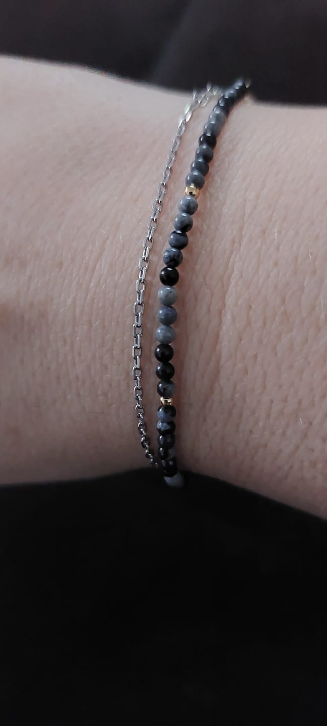 Customer photo review of Obsidian Armband - Schneeflocken Obsidian