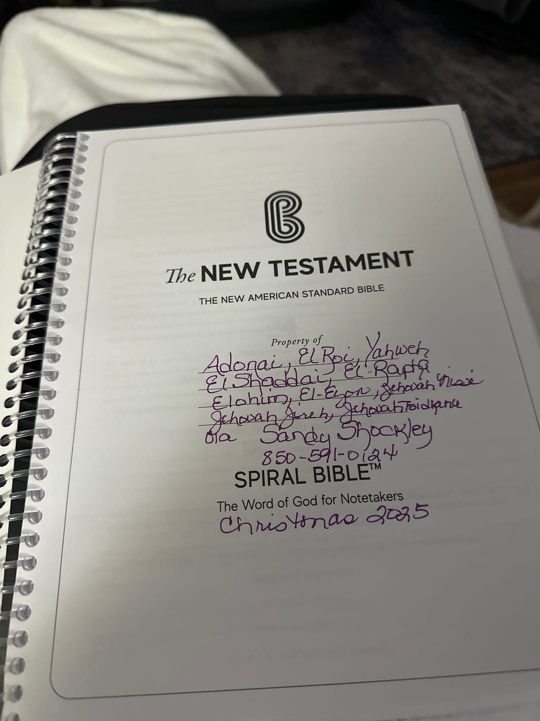 Customer photo review of Spiral Bible™ - NASB - New Testament - Flake