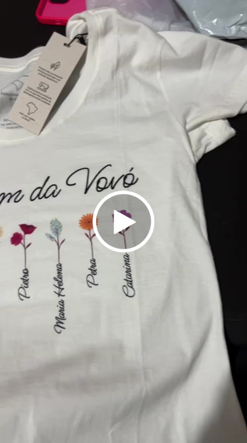 Customer video review of Camiseta Personalizada Jardim da Vovó - BRANCA - Algodão 100%