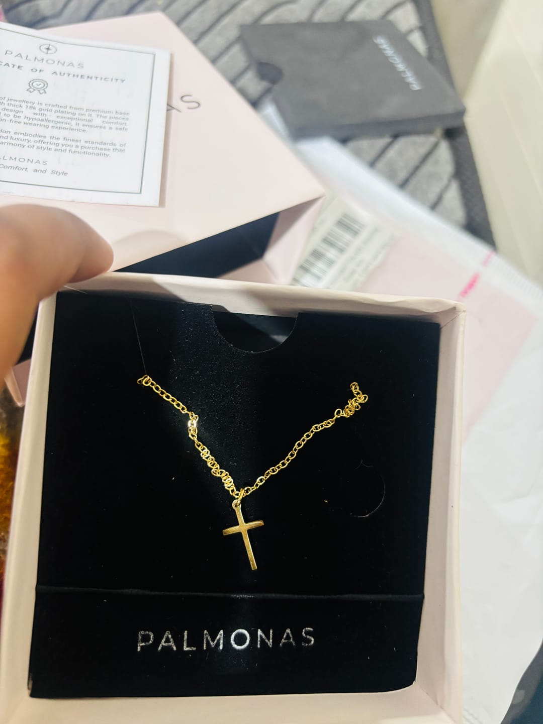 Customer photo review of Golden Cross Necklace