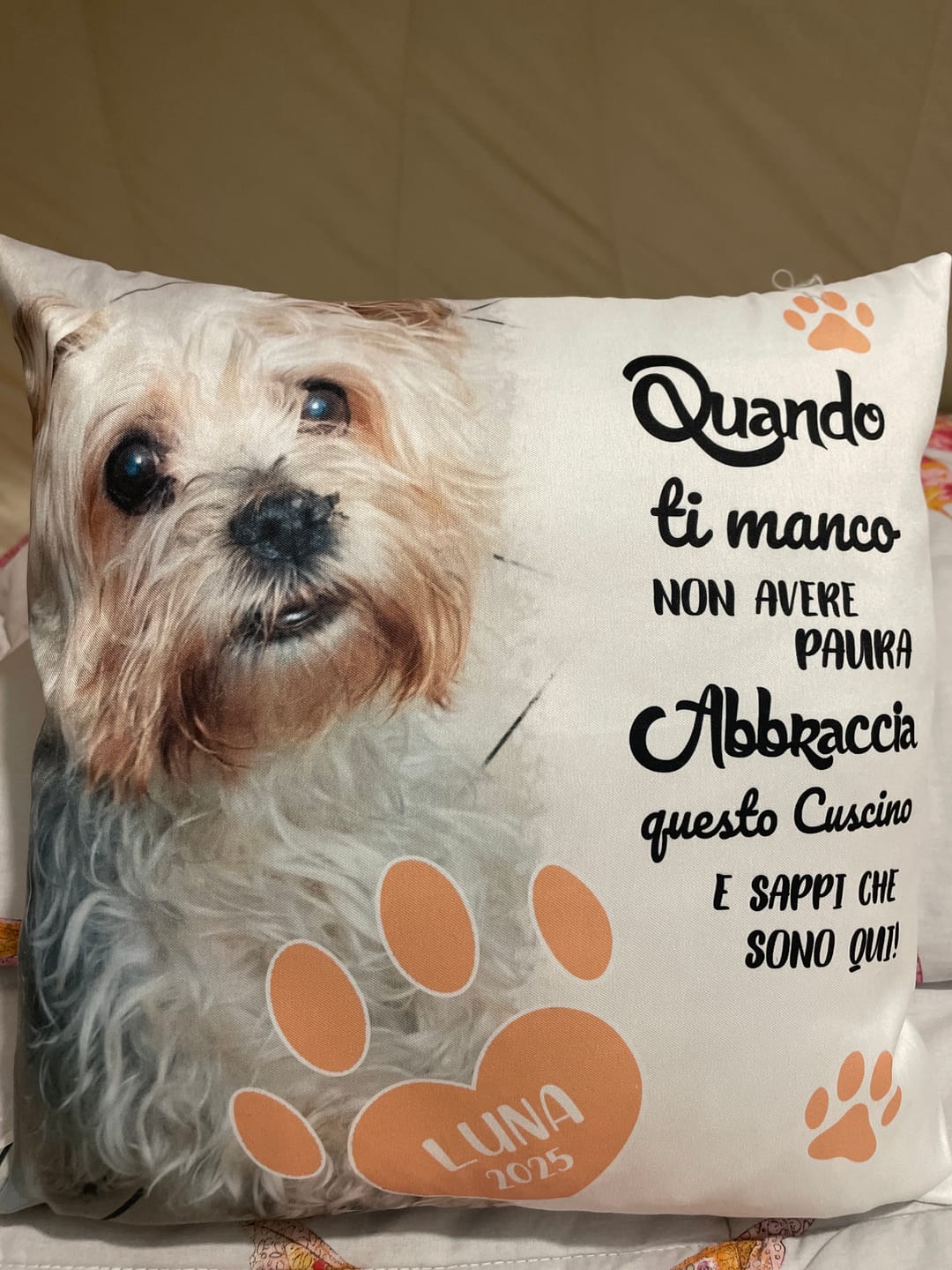 Customer photo review of Quando ti manco - Cuscino personalizzato