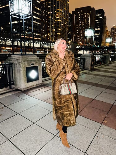 Customer photo review of ARCHER-BROWN FAUX FUR COAT