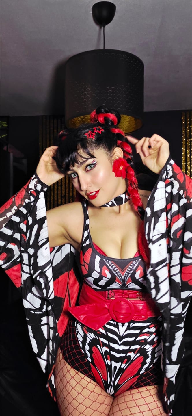 Customer photo review of Scarlet Widow Cut Out Thong Bodysuit