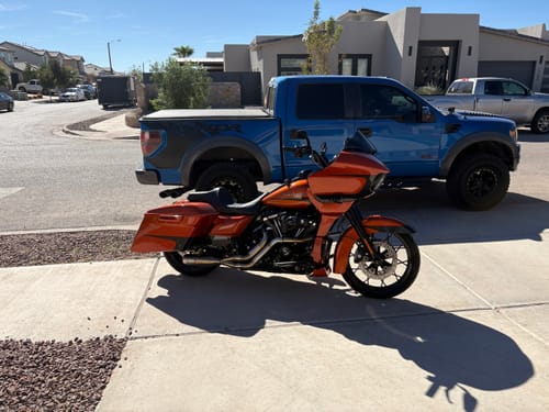 Customer photo review of HR3 Scorched Orange / Black Denim Spoiler Kit For Harley 2017-Later FLTRX, FLTRXS, FLTRXST models