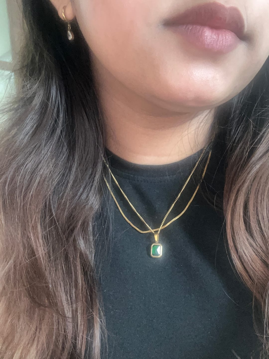 Customer photo review of Solitaire Drop Hoop Earrings