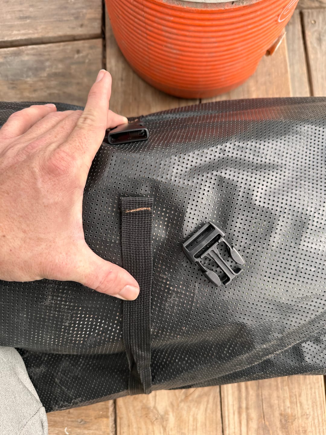 Customer photo review of Vis360 See Through Ground Blind | 360° Camouflage Pop Up Hunting Blind for 2/3/4 Person | Portable Deer Blind with Orange Cover