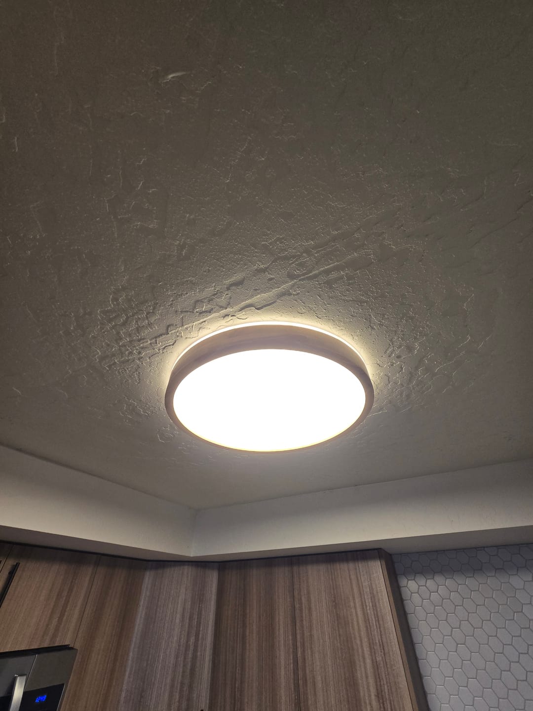 Customer photo review of Scandinavian Wooden Round Dimmable LED Flush Mount
