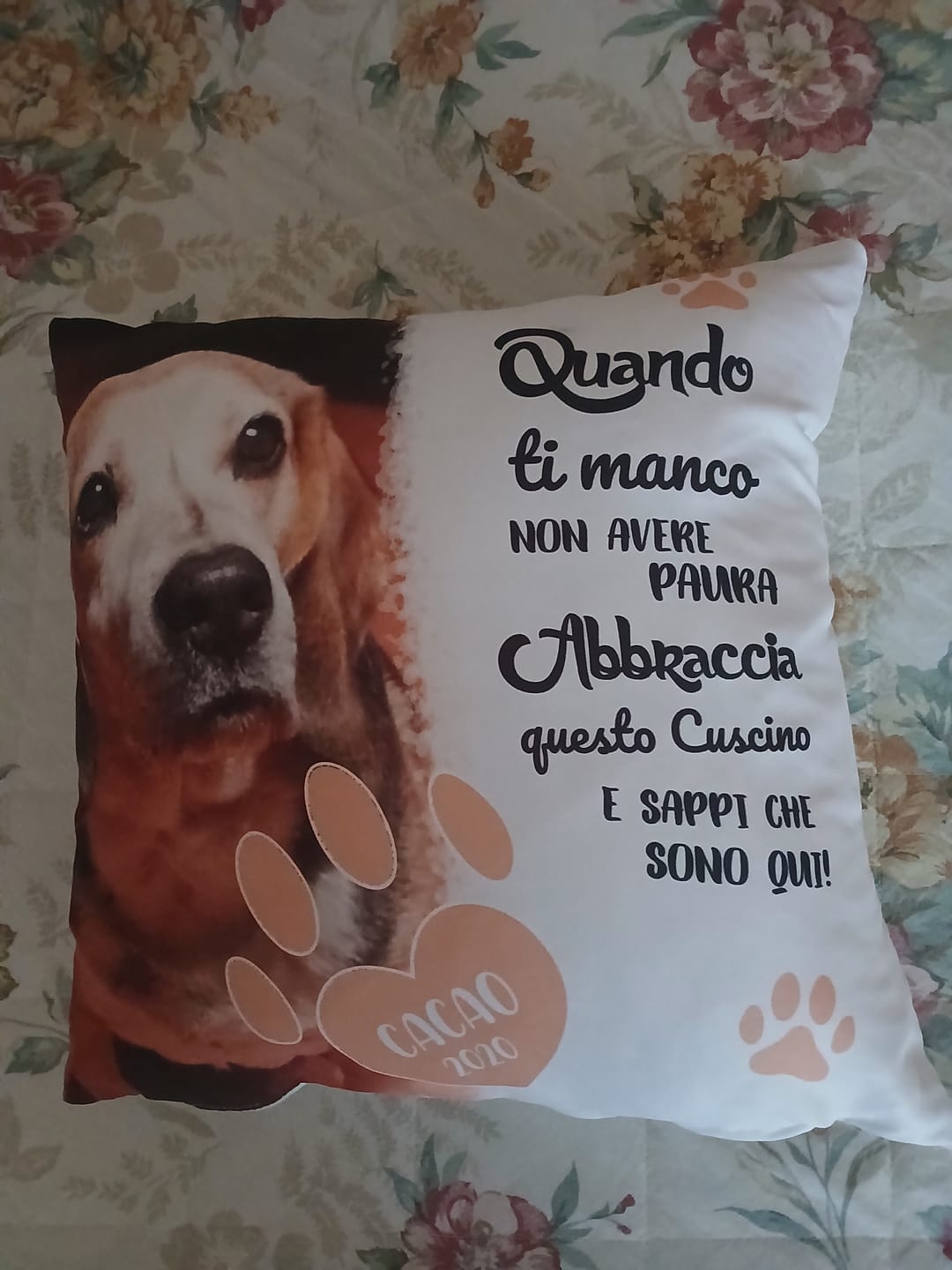 Customer photo review of Quando ti manco - Cuscino personalizzato