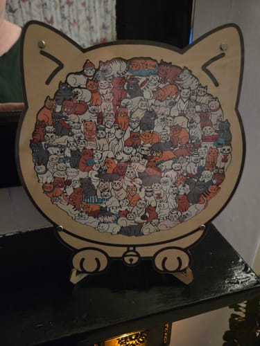 Customer photo review of Morandi-Colored Cute Cat Shaped Wooden Jigsaw Puzzle