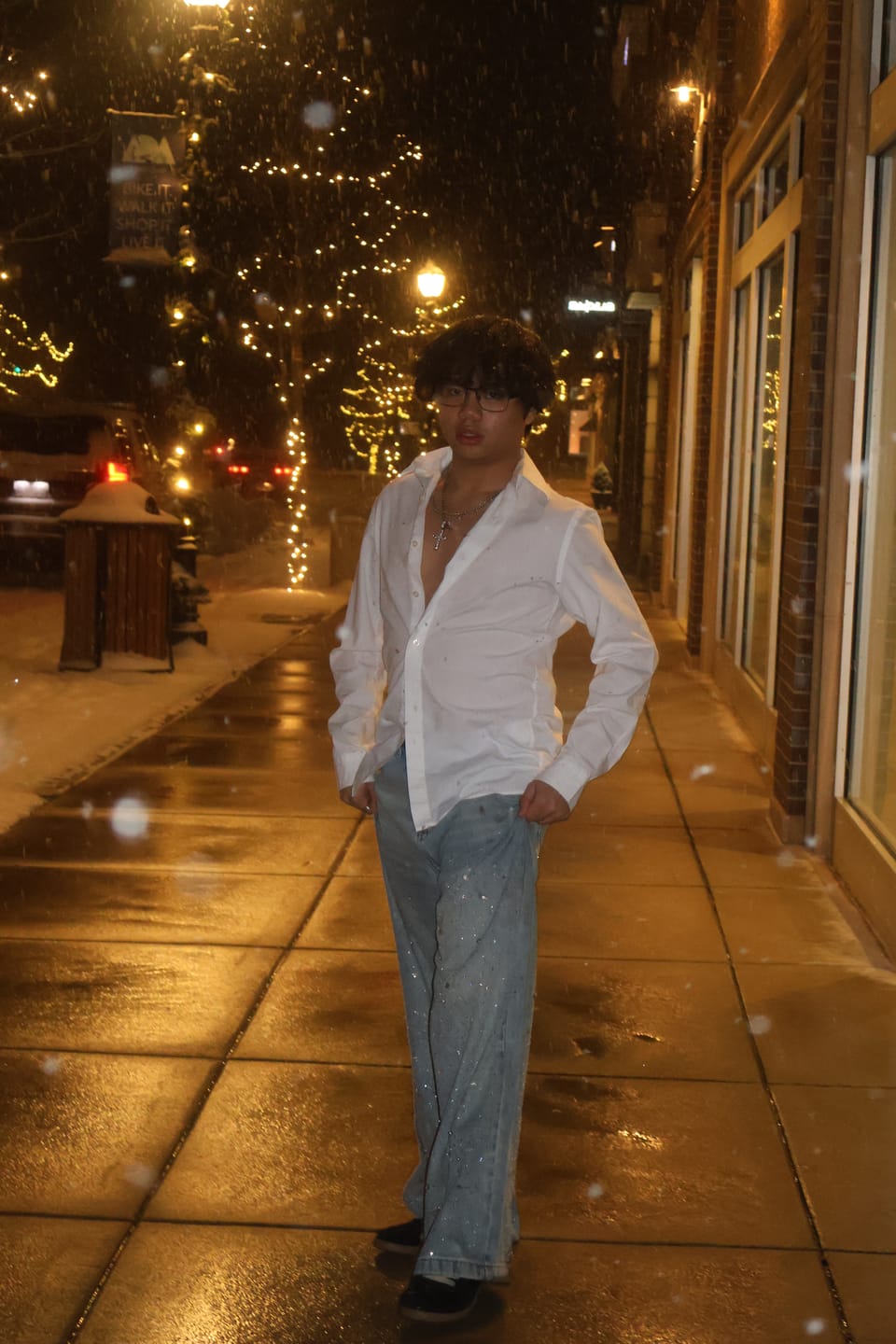 Customer photo review of Aelfric Eden Rhinestone Baggy Jeans