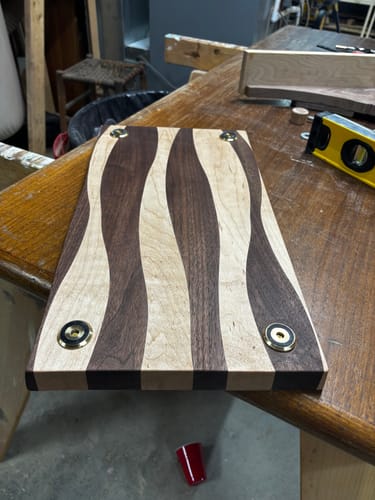 Customer photo review of Premium Cutting Board Feet - Brass/Stainless Steel