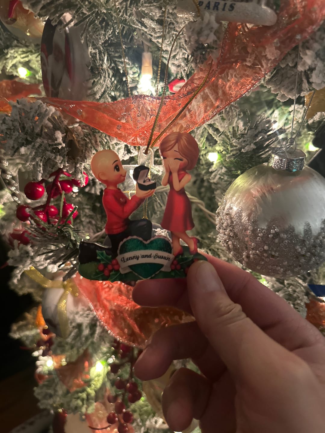 Customer photo review of Marriage Proposal "She Said Yes!" - Personalized Acrylic Ornament, Just Engaged Gifts for Couples