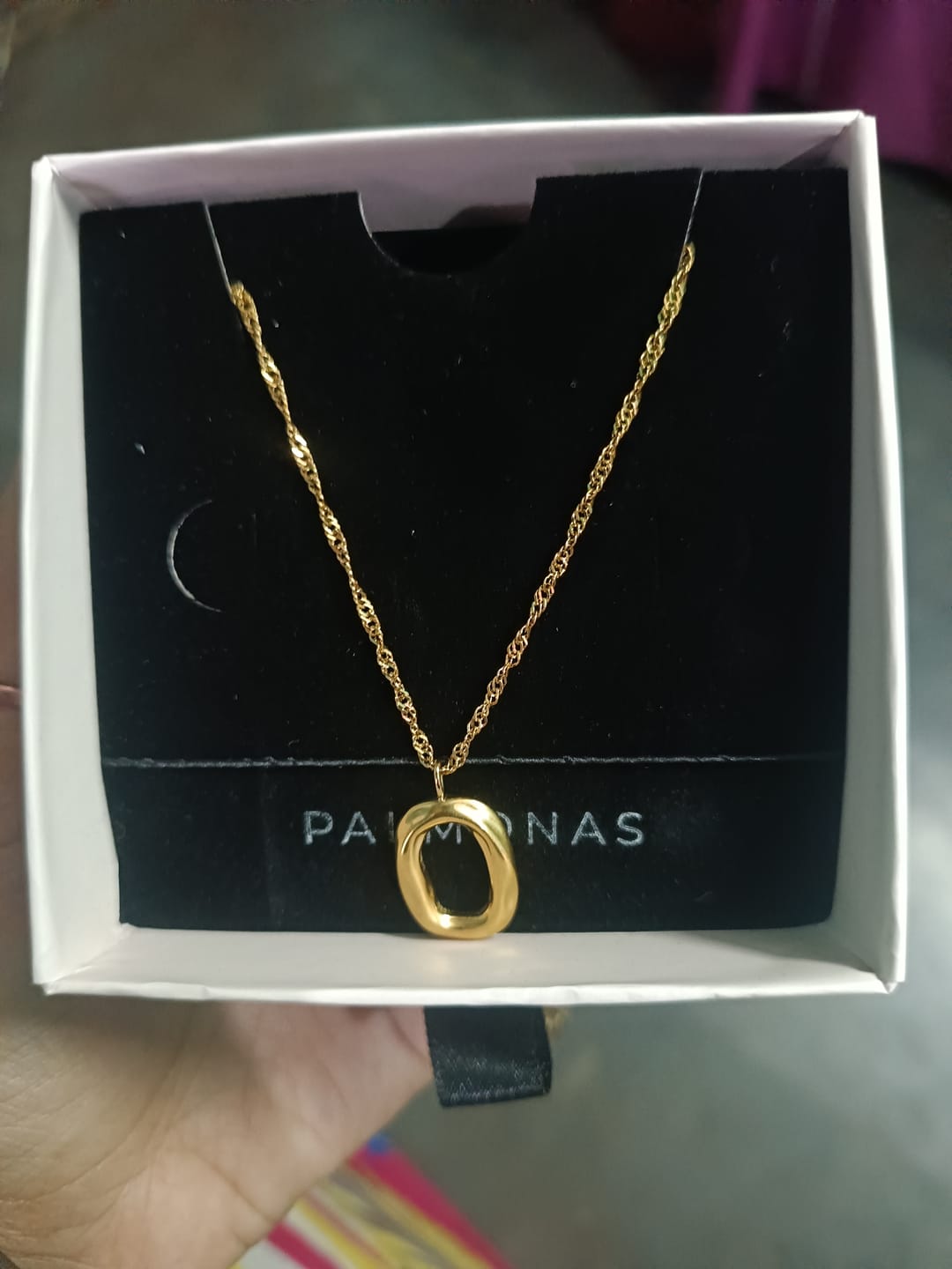 Customer photo review of Wobbly Oval Necklace