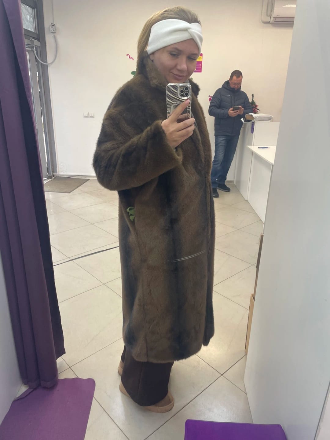 Customer photo review of Lucie Faux Fur Maxi Coat