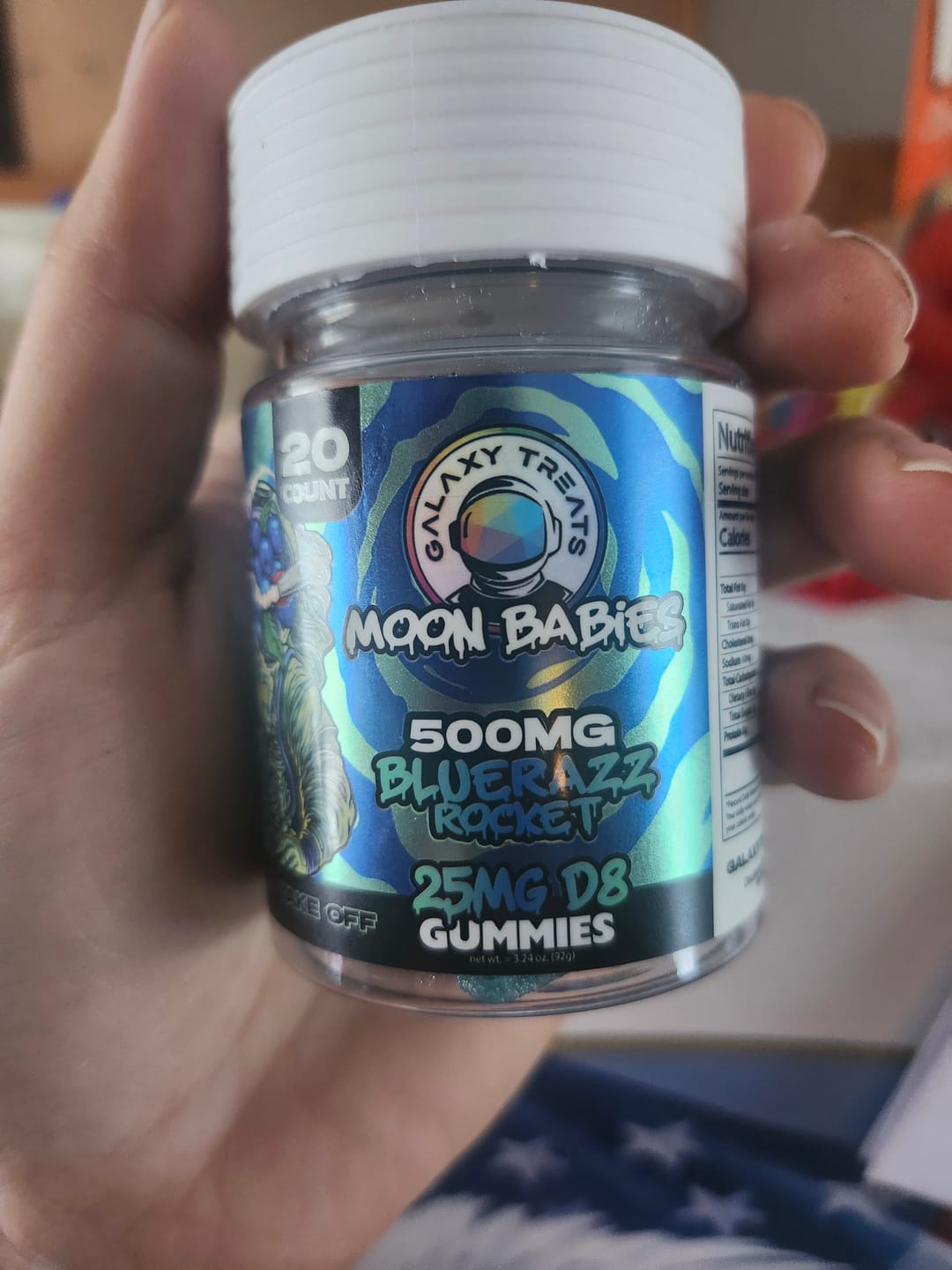 Customer photo review of Bluerazz Rocket D8 Gummies