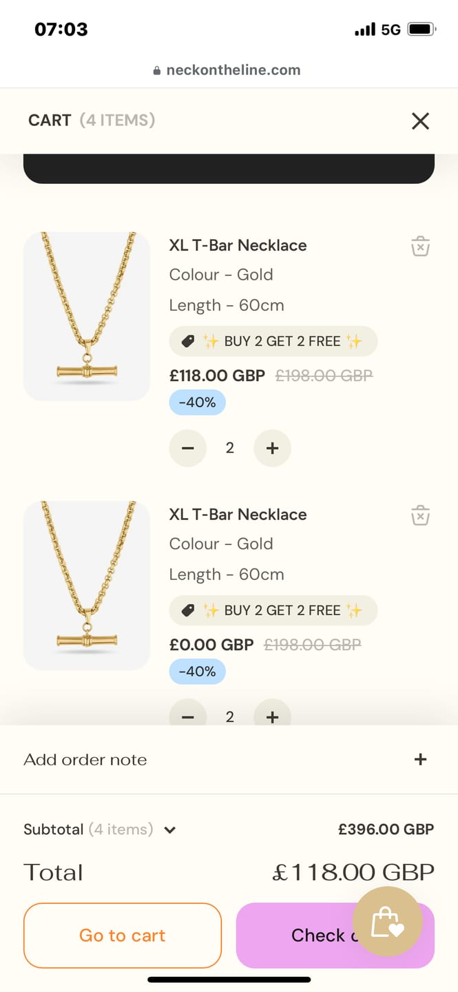 Customer photo review of XL T-Bar Necklace