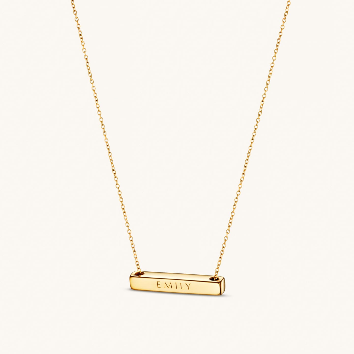 Customer photo review of 3cm Letter Bar Necklace in Gold Horizontal